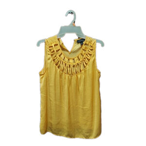 Thalia Sodi Lattice-Trim Tank Top in Sun Gold, Small Summer Autumn Fall